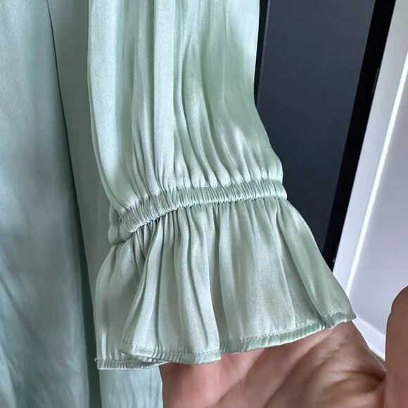 NWT | The Kooples | Mint Green | V-Neck Mini Dress with Ruffle Details - Picture 7 of 10